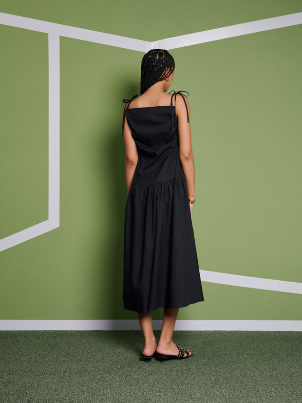 Ghospell Venus Midi Dress Coal Black