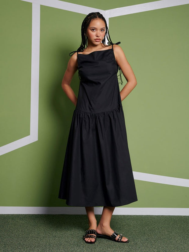 ghospell Venus Midi Dress Coal Black