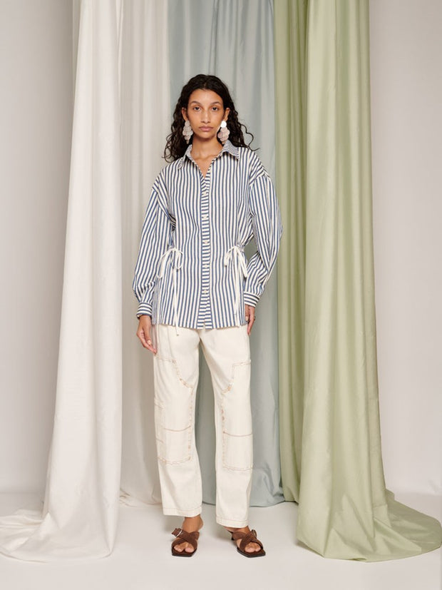 Ghospell Wynn Striped Shirt Indigo Blue