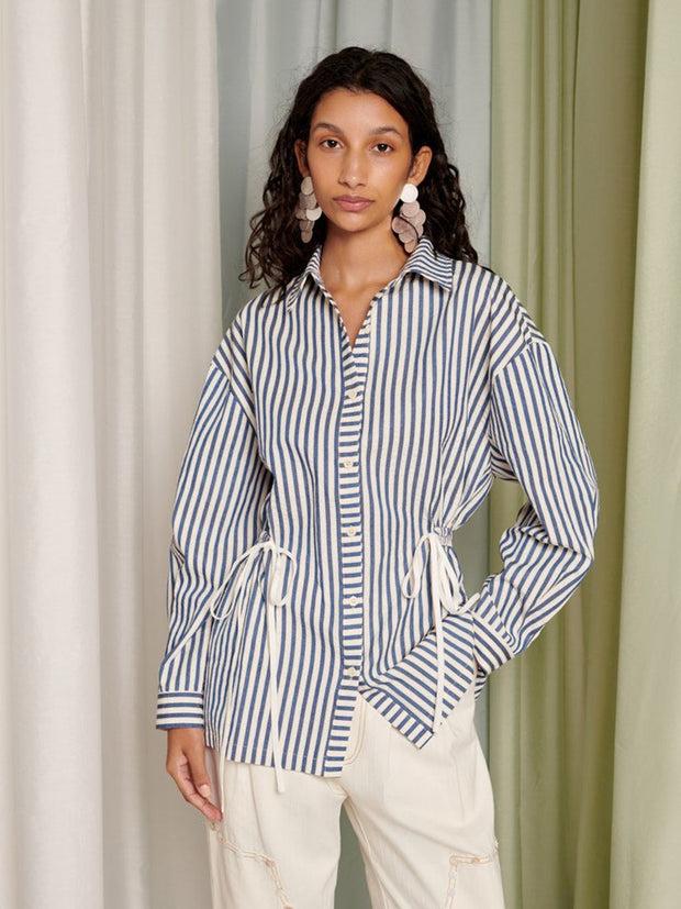 ghospell Wynn Striped Shirt Indigo Blue