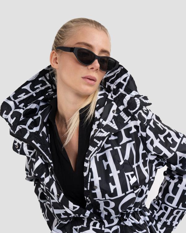 Gianfranco Ferre All-Over Logo Raincoat Jacket Black