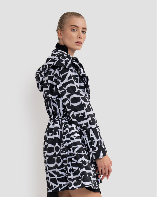 gianfranco ferre All-Over Logo Raincoat Jacket Black