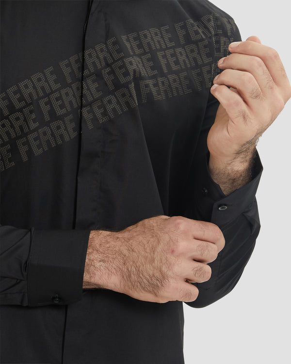 Gianfranco Ferre Asymmetrical Ferré Print Shirt Black