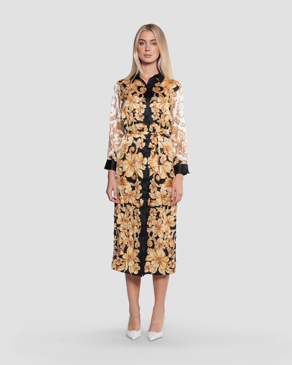 Gianfranco Ferre Baroque Floral Print Maxi Dress With Belt Multi