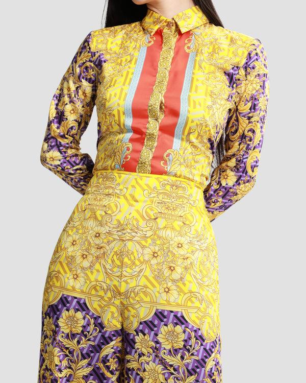 Gianfranco Ferre Baroque Geometric Print Wide Leg Trouser Multicolor