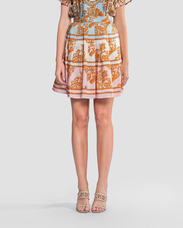gianfranco ferre Baroque Motif Pleated Skirt Multicolor