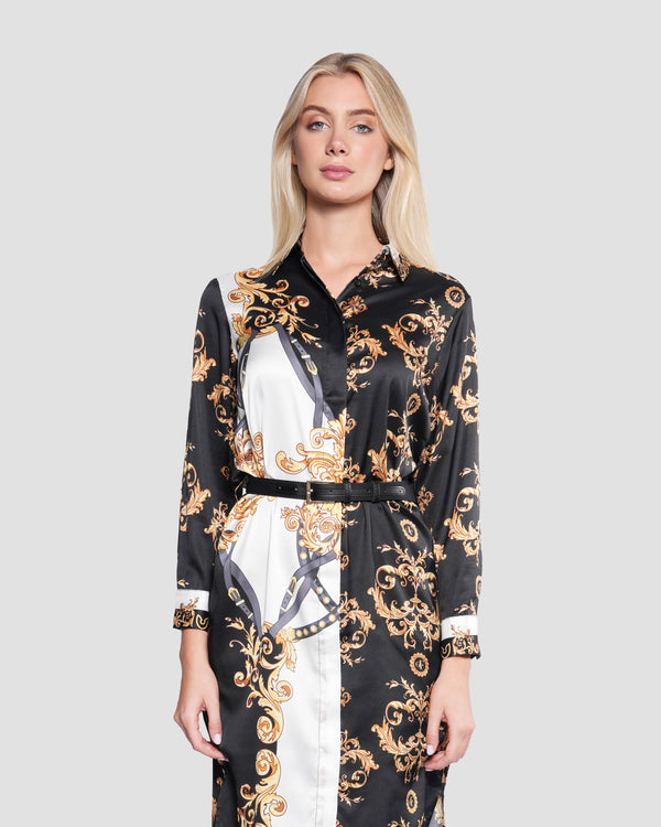 Gianfranco Ferre Baroque Print Midi Dress Multicolor