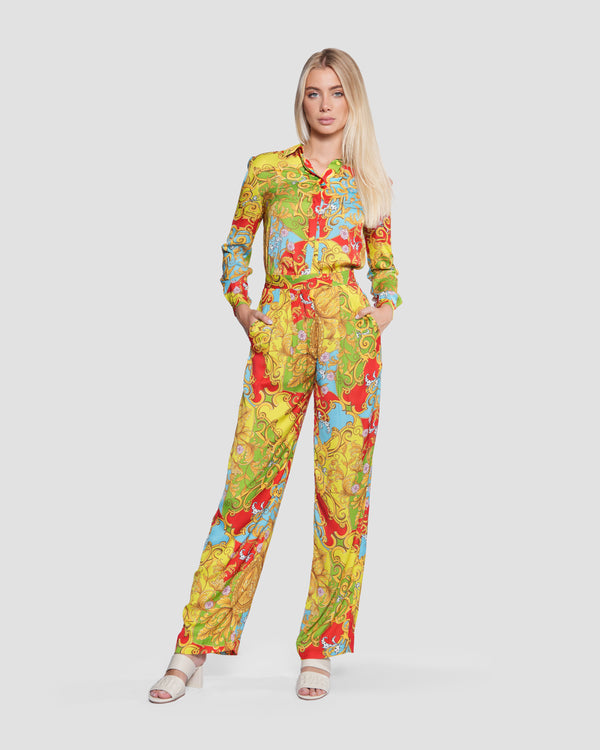 Gianfranco Ferre Baroque Print Straight Pants Multicolor