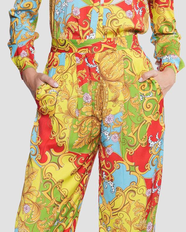 Gianfranco Ferre Baroque Print Straight Pants Multicolor