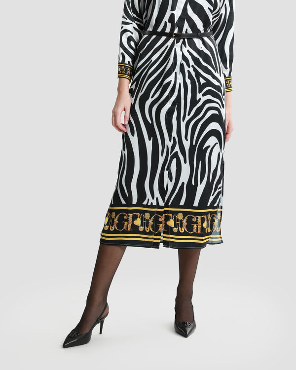 Gianfranco Ferre Baroque Trim Animal Print Midi Dress Multicolor