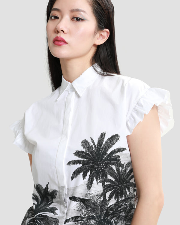 Gianfranco Ferre Botanical Placement Printed Shirt White