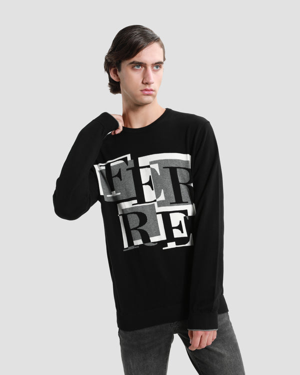 gianfranco ferre Boxed Ferre Branding Front Sweater Black