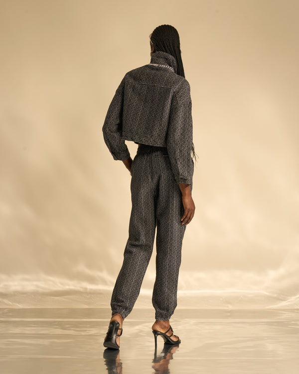 Gianfranco Ferre Boxy Fit Jacquard Denim Jacket Black