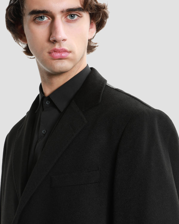 Gianfranco Ferre Brand Appliqued Cashmere Coat Black