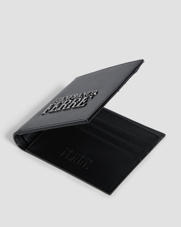 Gianfranco Ferre Brand Embellished Bifold Wallet - Six Slots Black