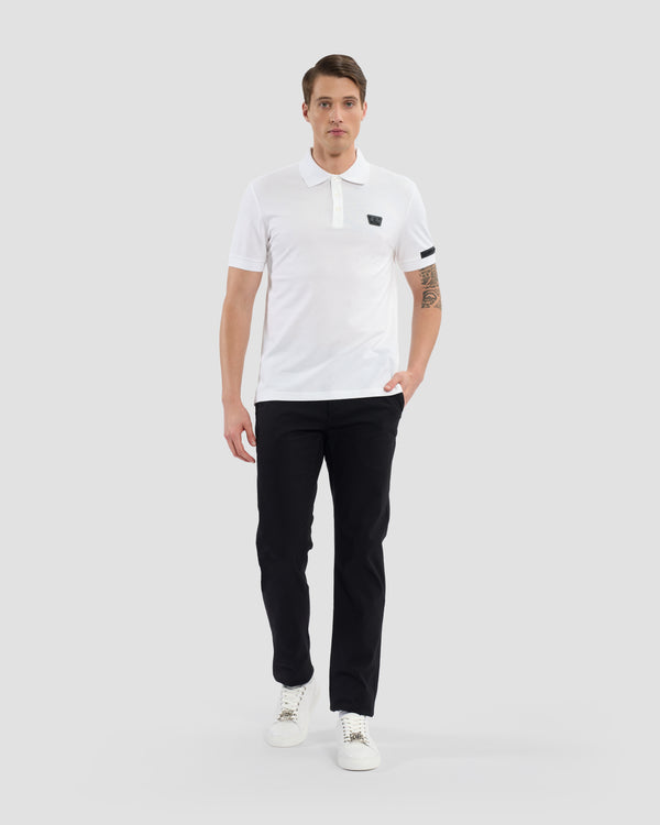 Gianfranco Ferre Brand Embellished Sleeve Polo Shirt White