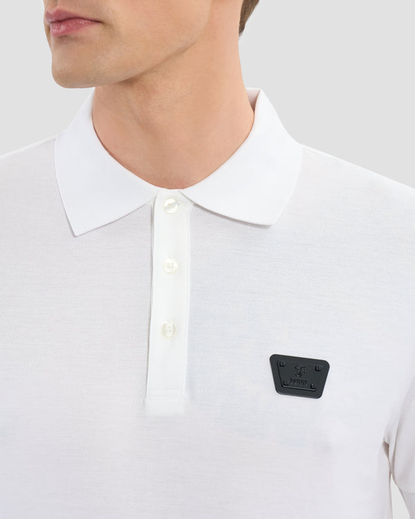 Gianfranco Ferre Brand Embellished Sleeve Polo Shirt White