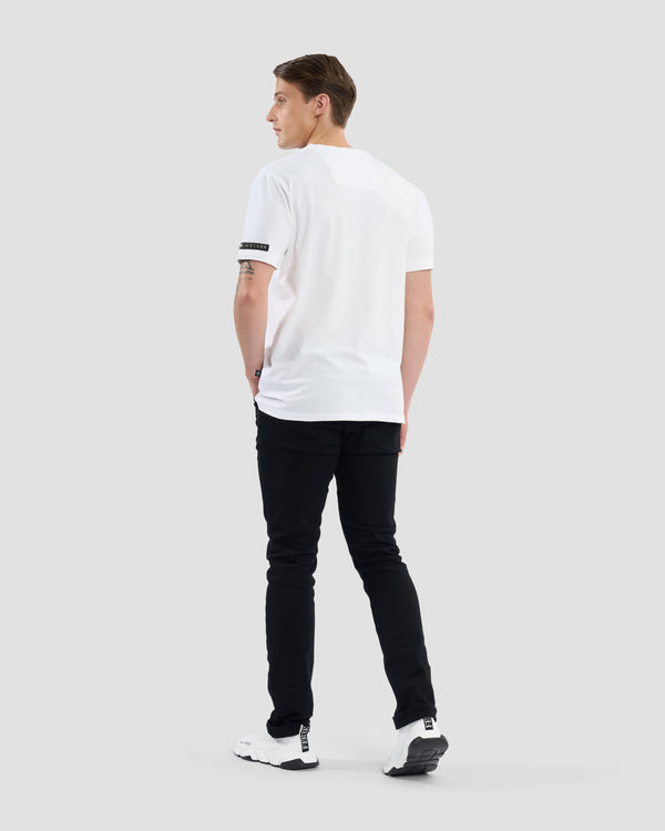 Gianfranco Ferre Brand Embellished Sleeve V-Neck T-Shirt White