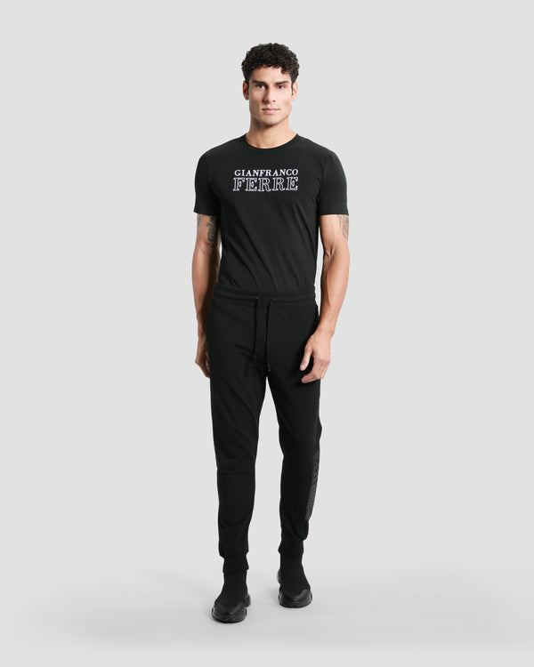 Gianfranco Ferre Brand Embossed Side Track Pants Black