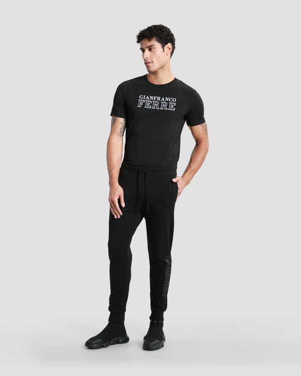 Gianfranco Ferre Brand Embossed Side Track Pants Black