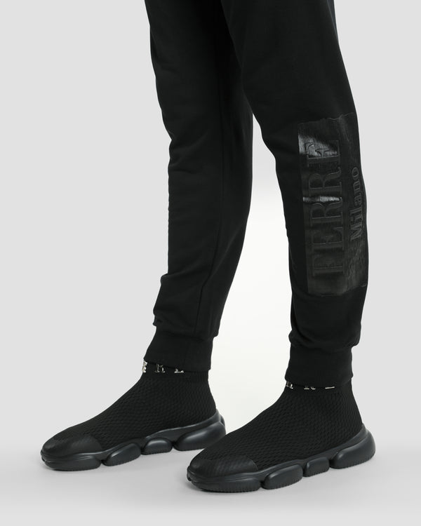 Gianfranco Ferre Brand Embossed Side Track Pants Black