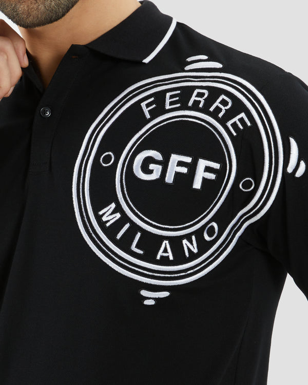 Gianfranco Ferre Brand Embroidered Polo Shirt Black