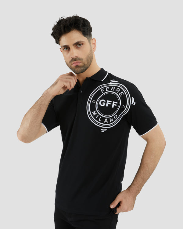 gianfranco ferre Brand Embroidered Polo Shirt Black