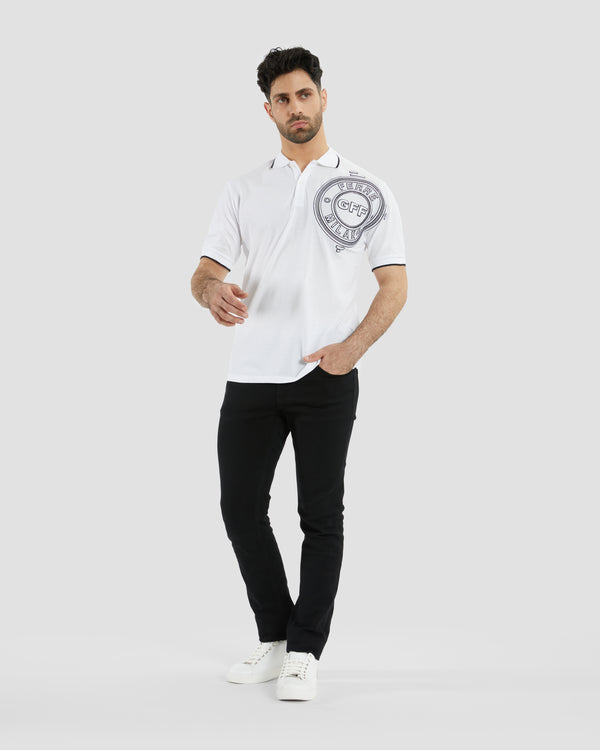 Gianfranco Ferre Brand Embroidered Polo Shirt White