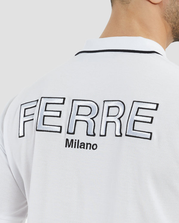 Gianfranco Ferre Brand Embroidered Polo Shirt White