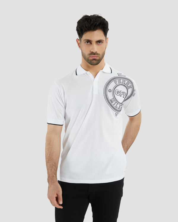 gianfranco ferre Brand Embroidered Polo Shirt White