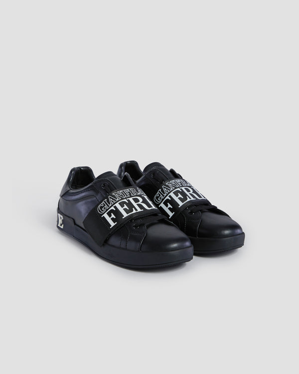 Gianfranco Ferre Brand Jacquard Panel Detailed Sneakers Black