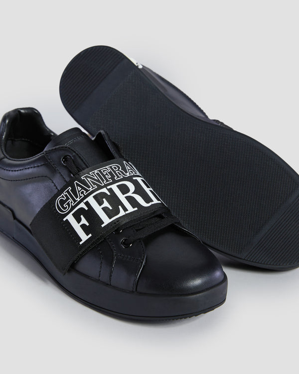 Gianfranco Ferre Brand Jacquard Panel Detailed Sneakers Black