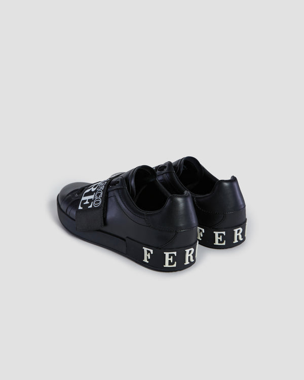 Gianfranco Ferre Brand Jacquard Panel Detailed Sneakers Black