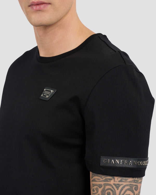 Gianfranco Ferre Brand Lettering Embellished T-Shirt Black