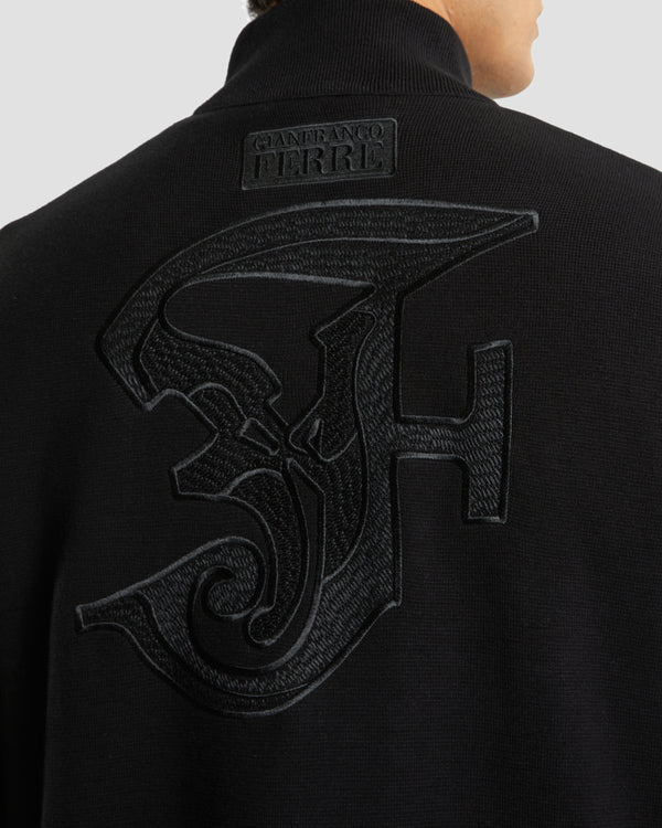 Gianfranco Ferre Brand Patched Back Quilted And Knit Jacket Black