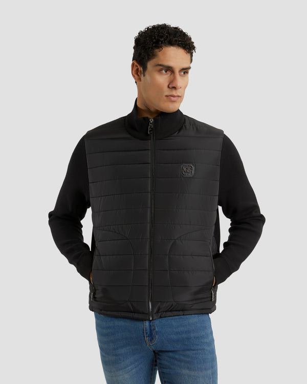 gianfranco ferre Brand Patched Back Quilted and Knit Jacket Black