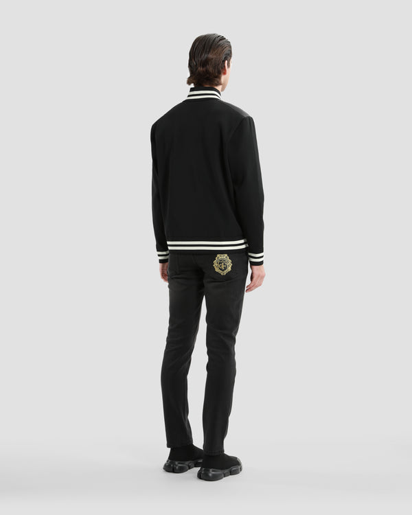 Gianfranco Ferre Brand Patched Sleeve Puffer Jacket Navy