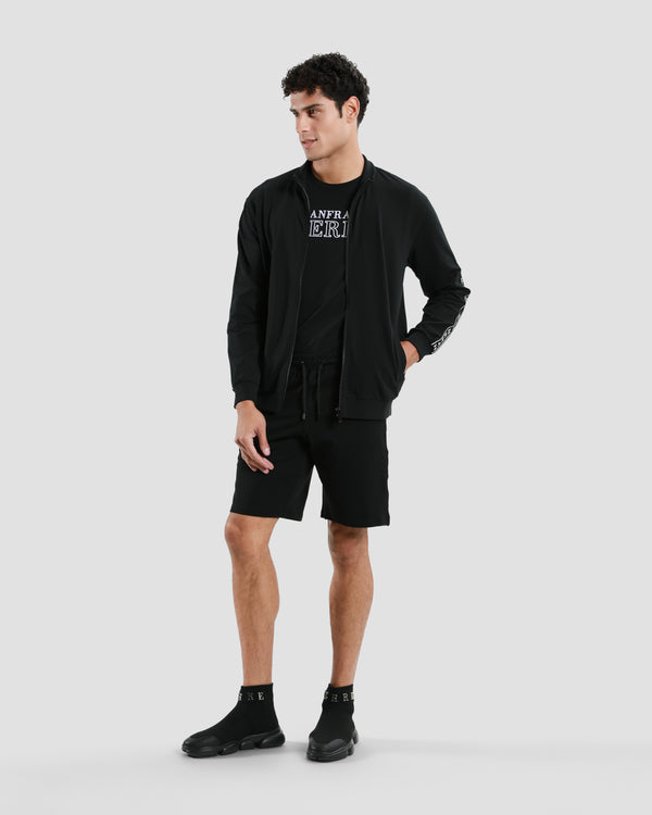 Gianfranco Ferre Brand Taped Sleeve Tracksuit Jacket Black