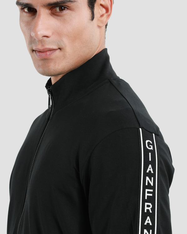 Gianfranco Ferre Brand Taped Sleeve Tracksuit Jacket Black