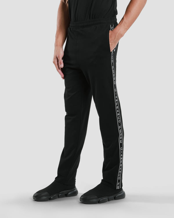 Gianfranco Ferre Brand Tapered Side Track Pants Black