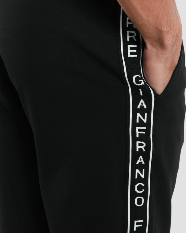 Gianfranco Ferre Brand Tapered Side Track Shorts Black