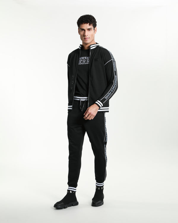Gianfranco Ferre Brand Tapered Tracksuit Jacket Black