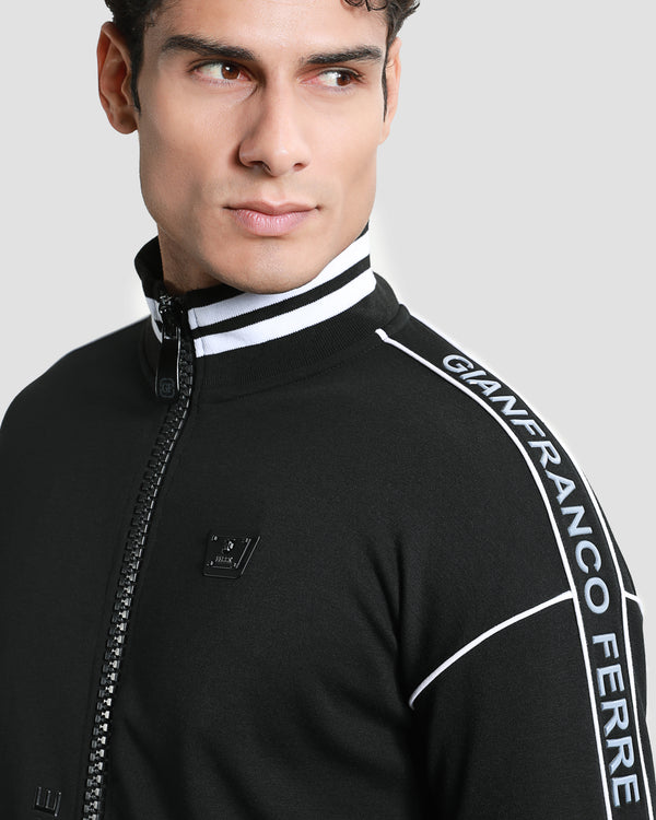 Gianfranco Ferre Brand Tapered Tracksuit Jacket Black