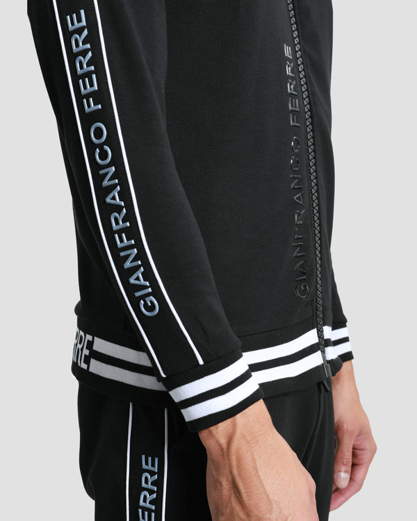Gianfranco Ferre Brand Tapered Tracksuit Jacket Black