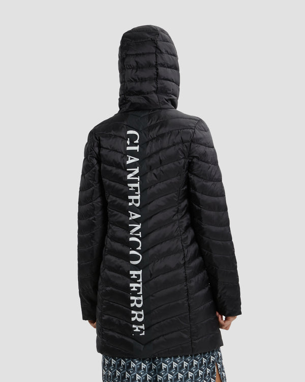 Gianfranco Ferre Branding Back Printed Puffer Jacket Black