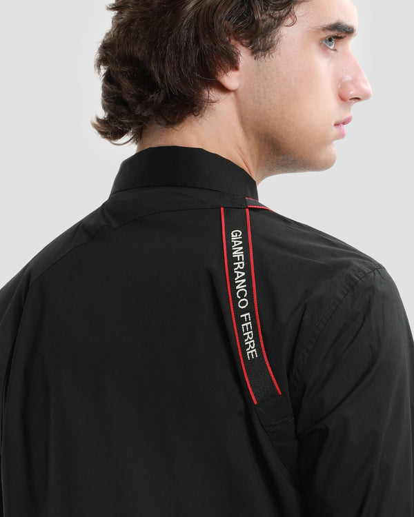 Gianfranco Ferre Buckle Brand Appliqued Shirt Black
