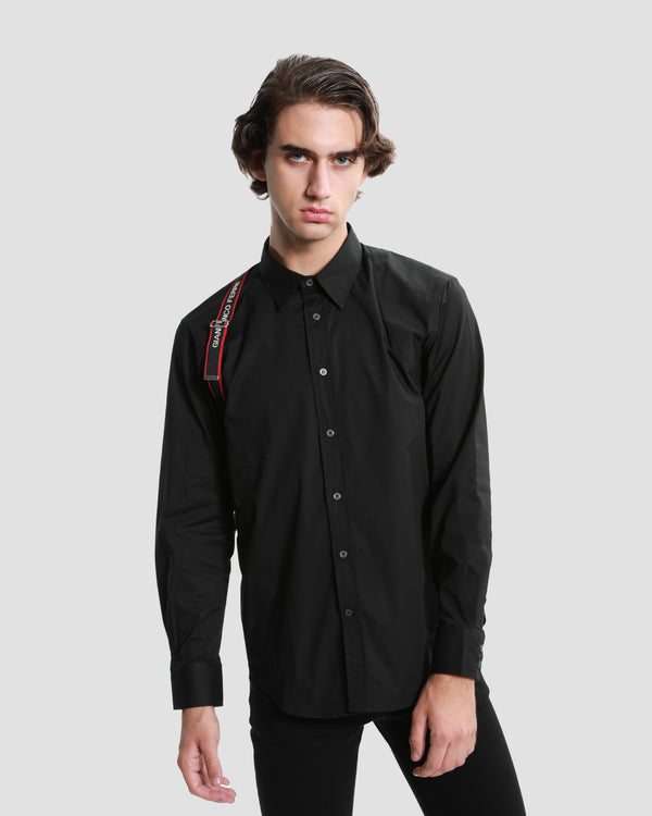 gianfranco ferre Buckle Brand Appliqued Shirt Black