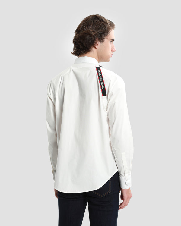Gianfranco Ferre Buckle Brand Appliqued Shirt White