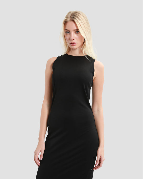 Gianfranco Ferre Buttoned Side Slit Midi Dress Black