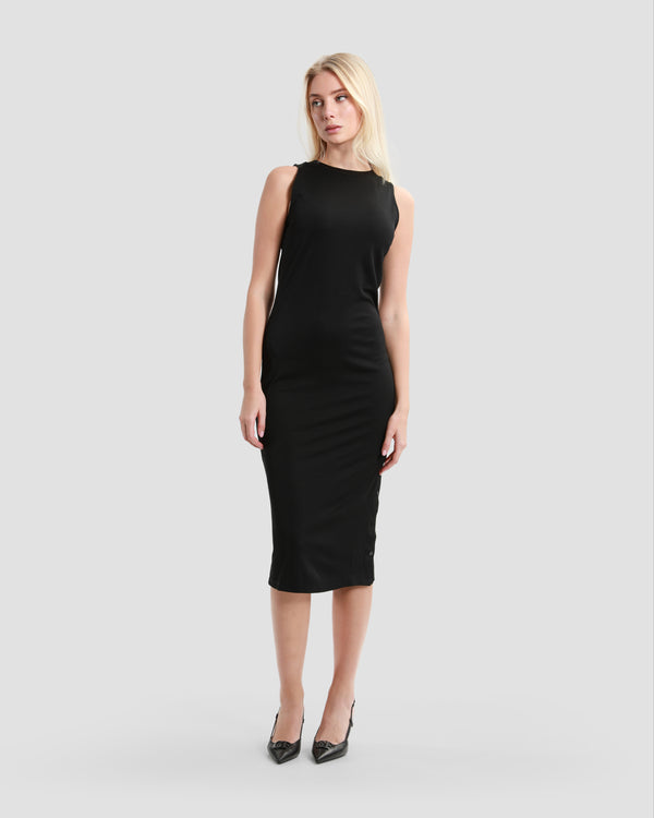 gianfranco ferre Buttoned Side Slit Midi Dress Black